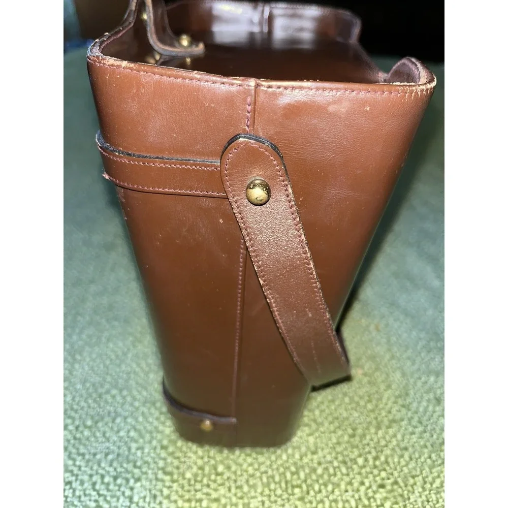 Vintage 60s‎ Leather Purse By Jana , Brass Detail , Mirror